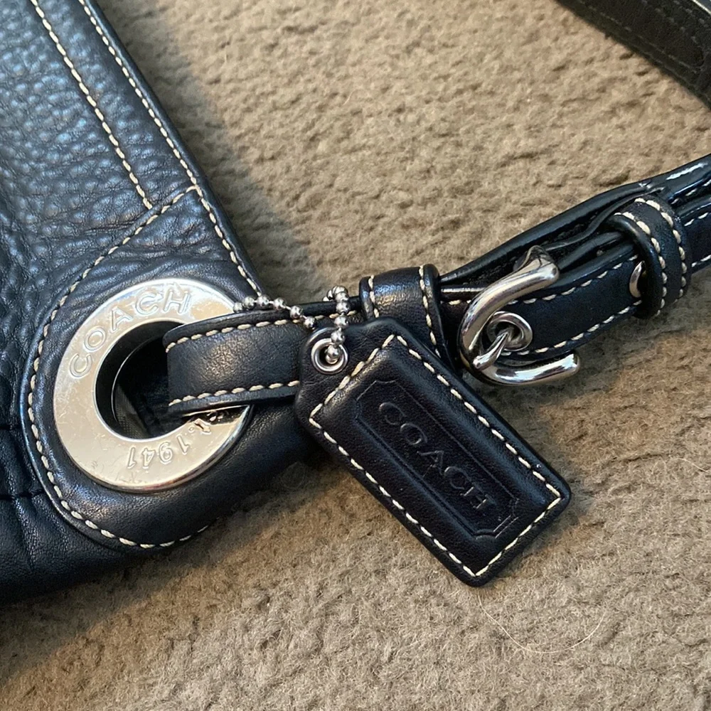 Coach Black Pebbled Leather Hobo Shoulder Bag